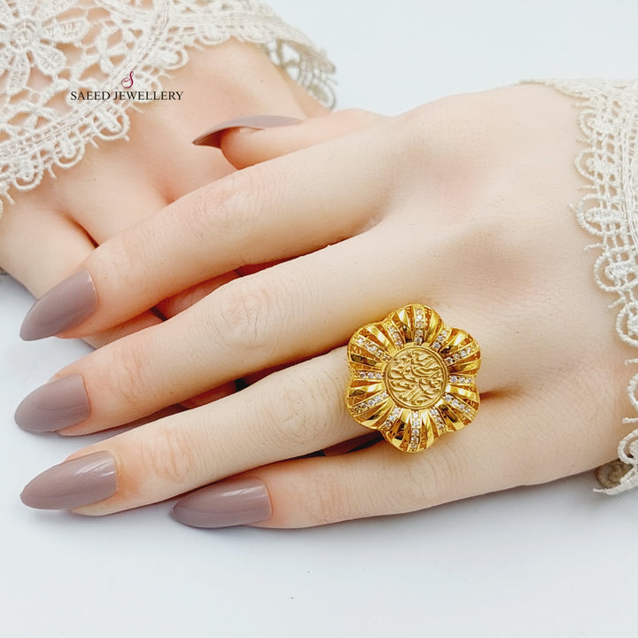 21K Gold Zircon Studded Islamic Ring by Saeed Jewelry - Image 5