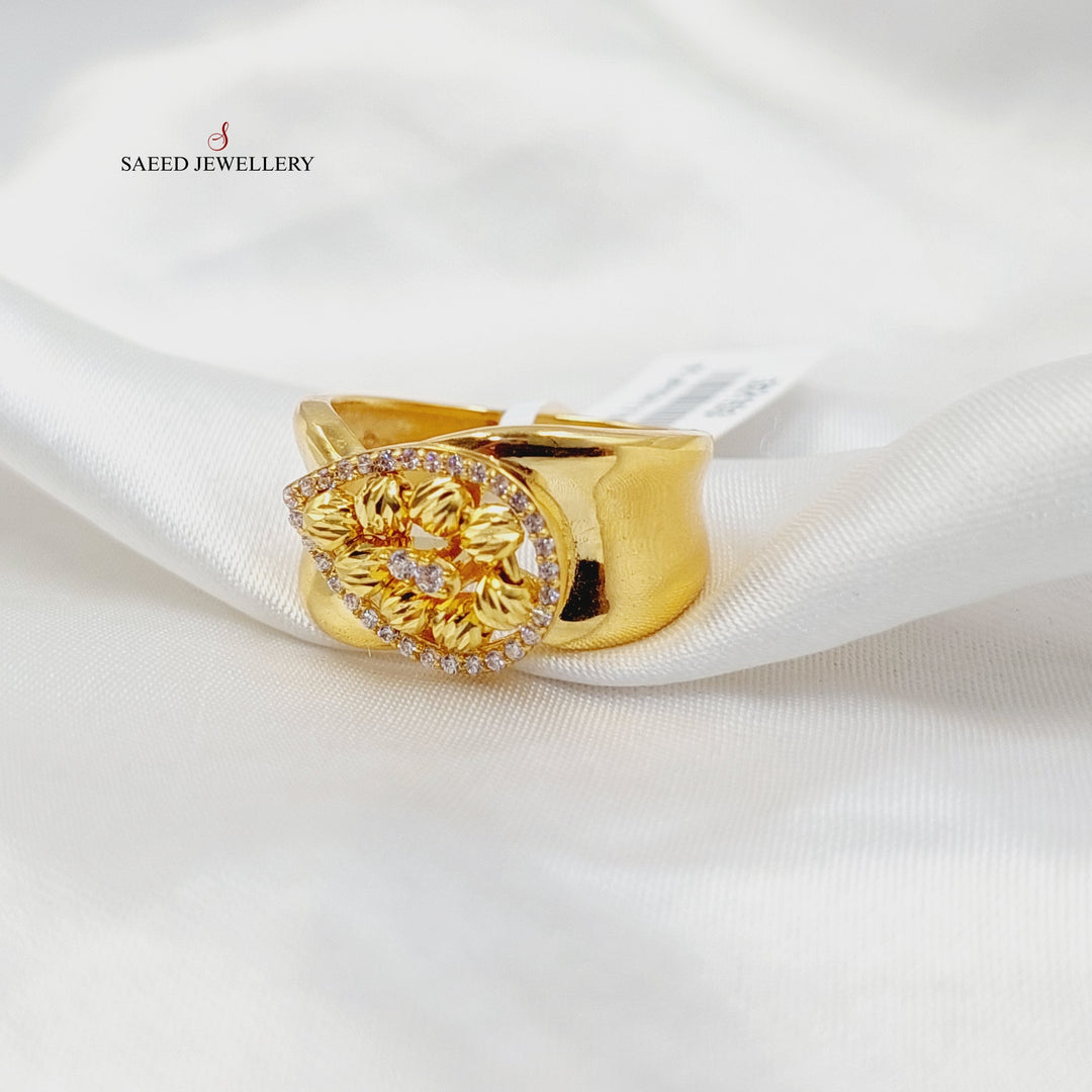 21K Gold Zircon Studded Balls Ring by Saeed Jewelry - Image 3