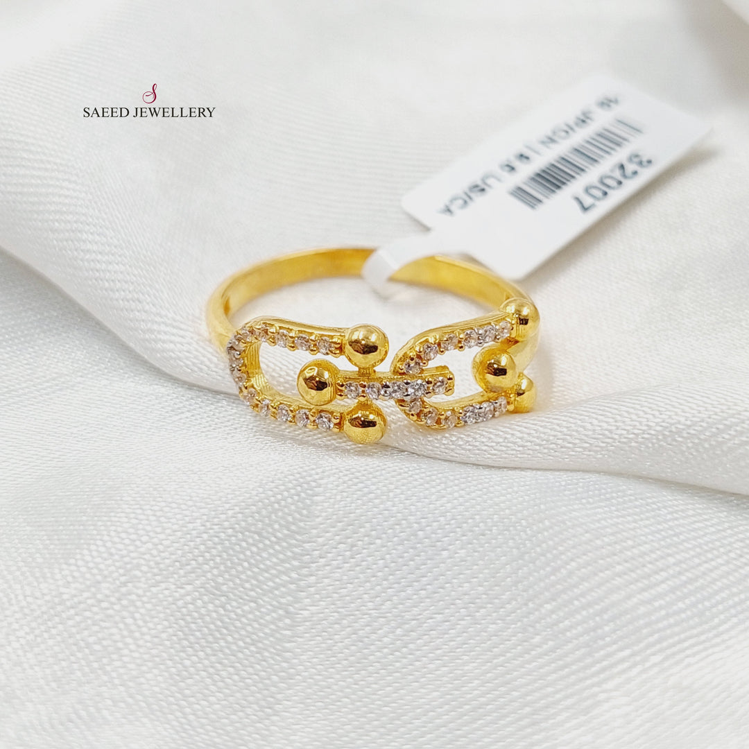 21K Gold Zircon Studded Paperclip Ring by Saeed Jewelry - Image 1