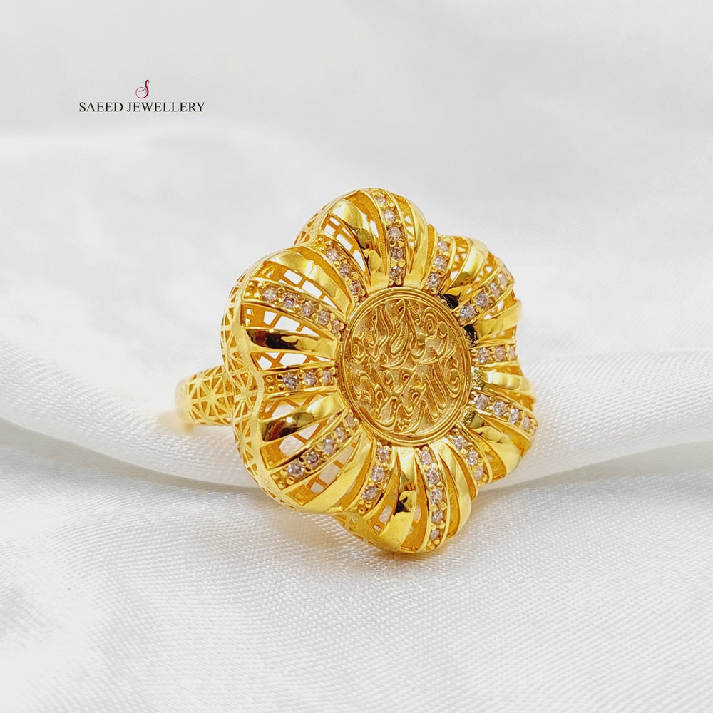 21K Gold Zircon Studded Islamic Ring by Saeed Jewelry - Image 2