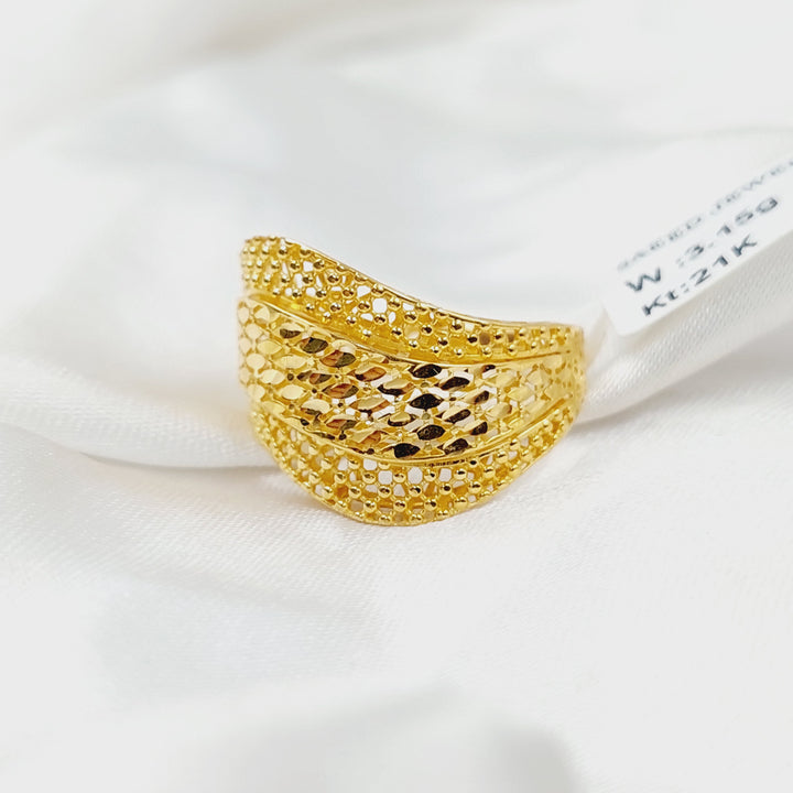 21K Gold Deluxe Engraved Ring by Saeed Jewelry - Image 3