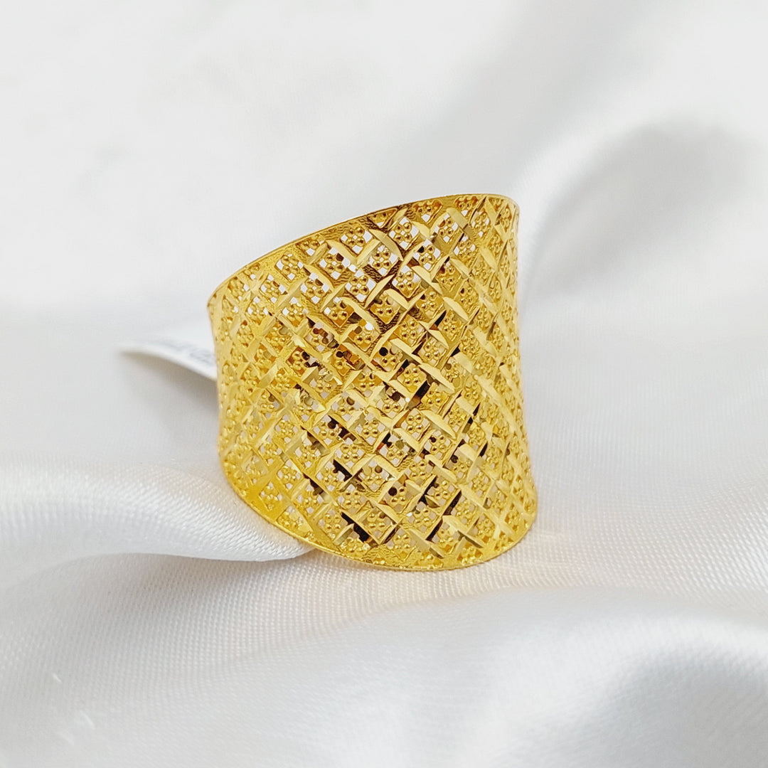 21K Gold Deluxe Engraved Ring by Saeed Jewelry - Image 3