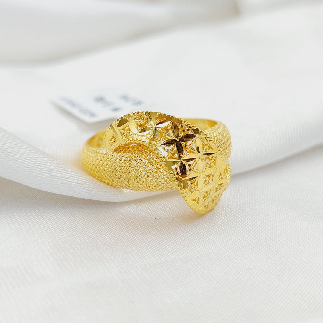 21K Gold Deluxe Engraved Ring by Saeed Jewelry - Image 3