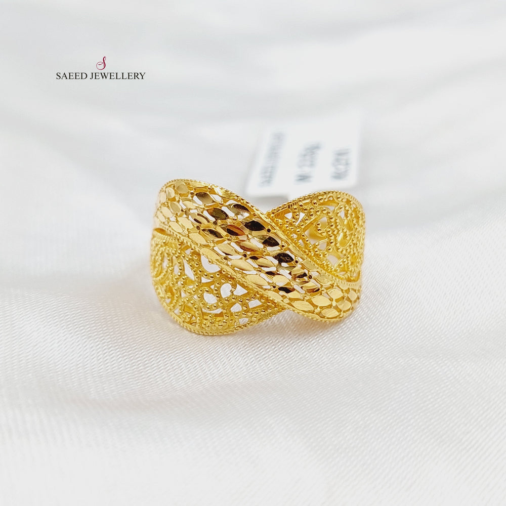 21K Gold Deluxe Engraved Ring by Saeed Jewelry - Image 2