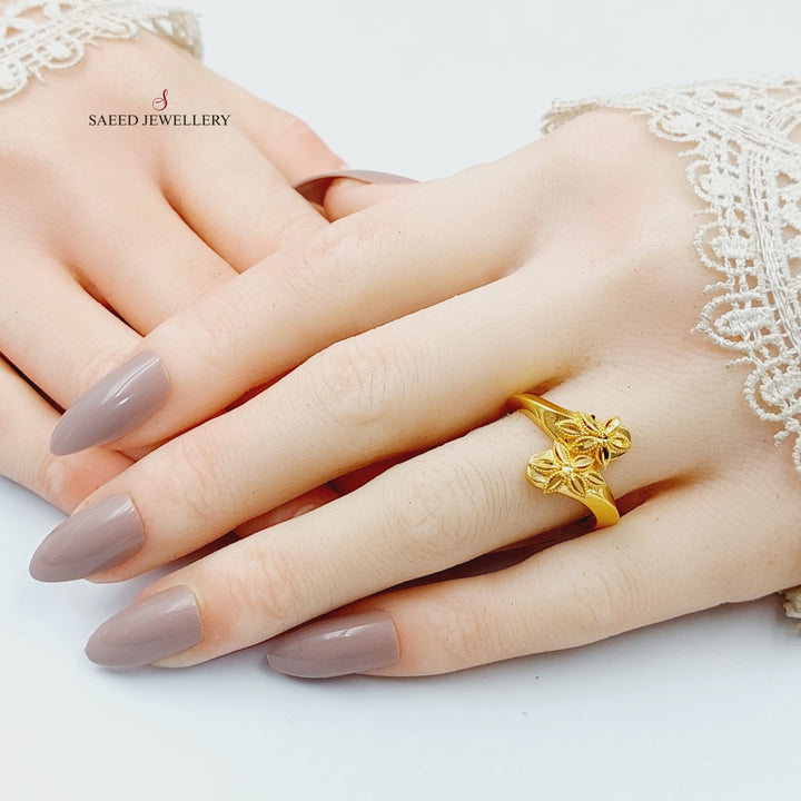 21K Gold Deluxe Leaf Ring by Saeed Jewelry - Image 2