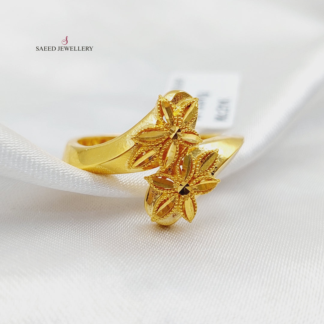 21K Gold Deluxe Leaf Ring by Saeed Jewelry - Image 4