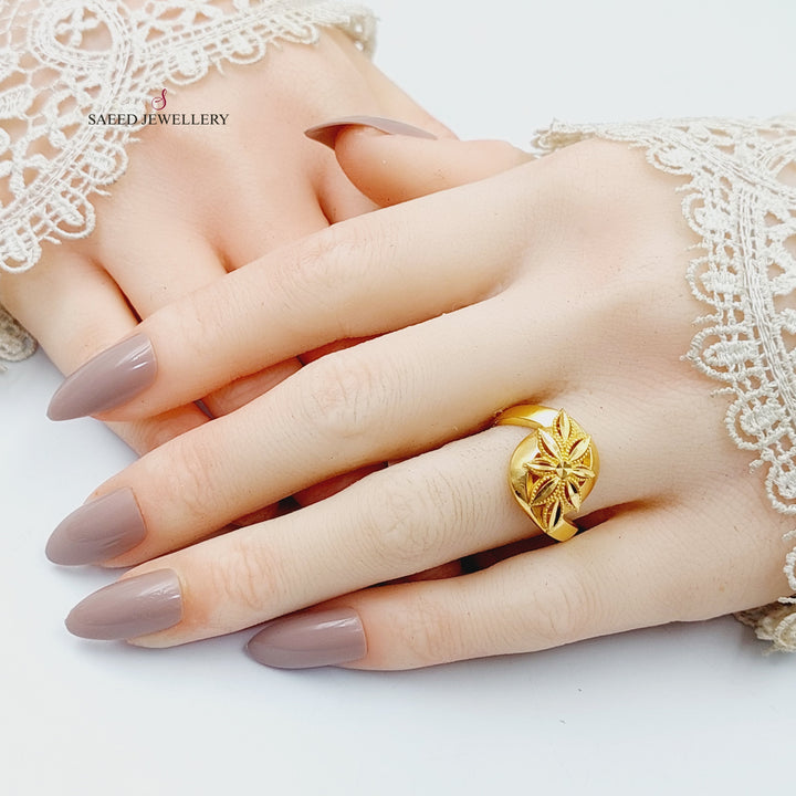 21K Gold Deluxe Leaf Ring by Saeed Jewelry - Image 4