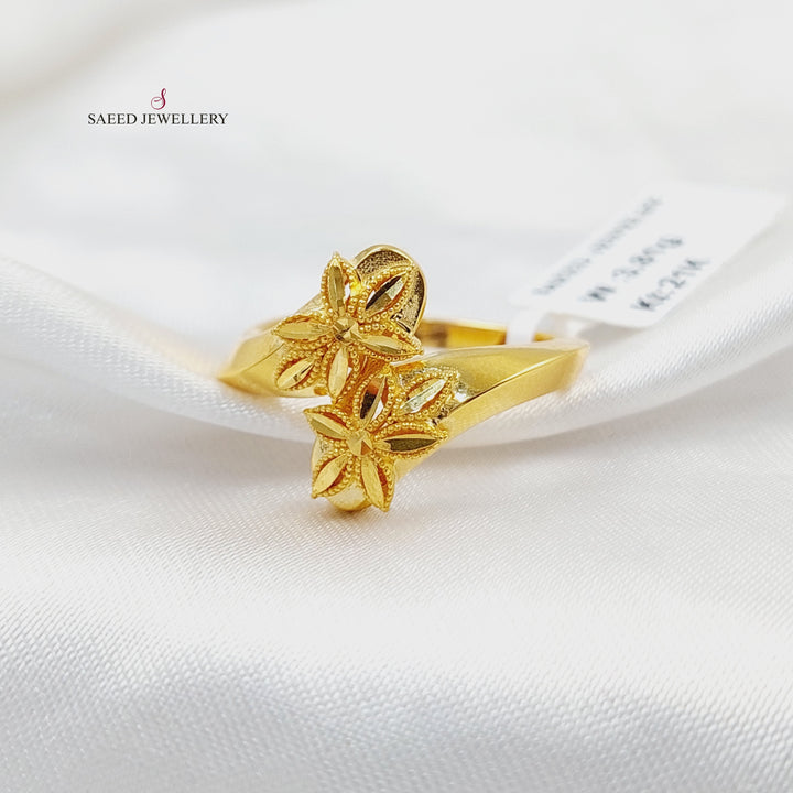 21K Gold Deluxe Leaf Ring by Saeed Jewelry - Image 1