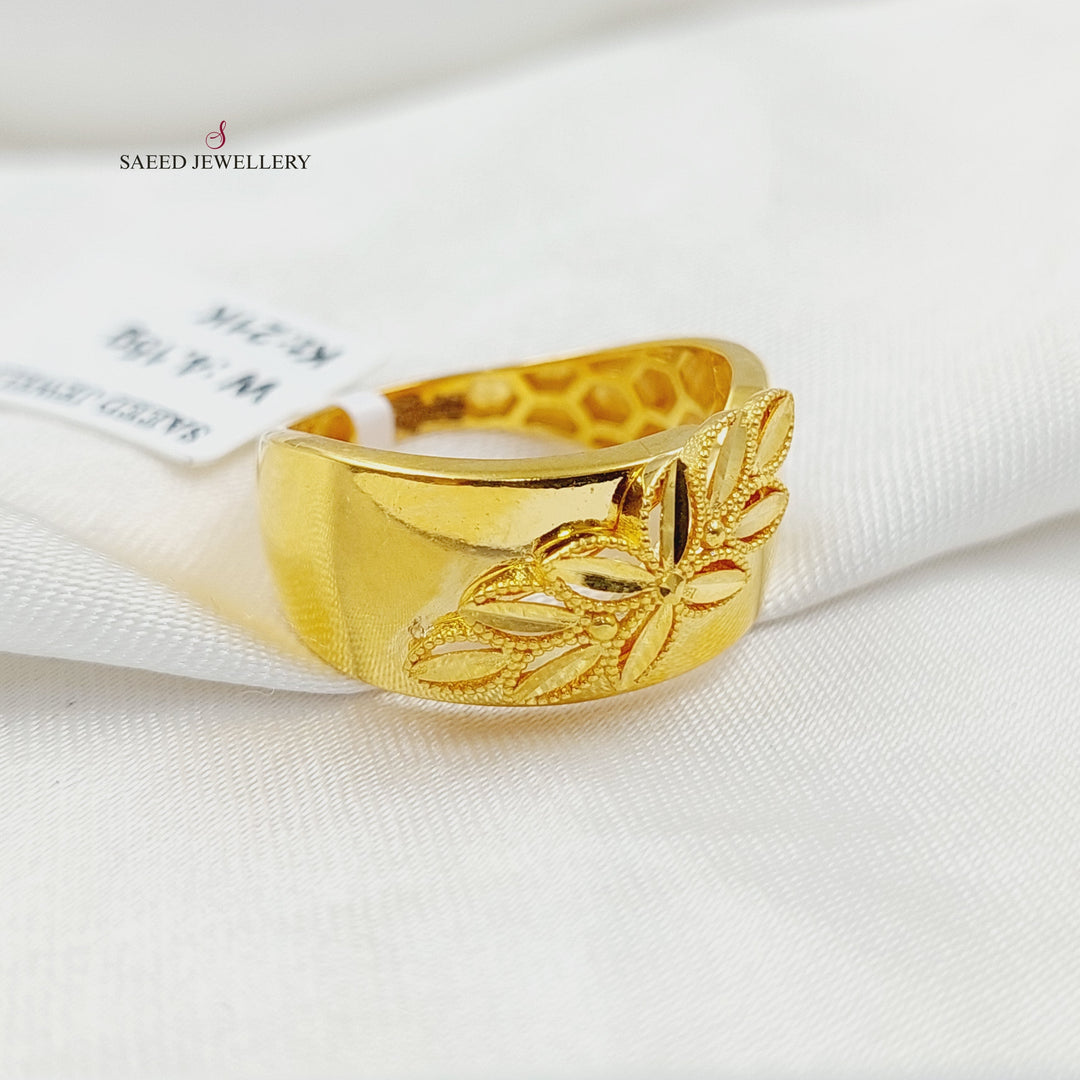 21K Gold Deluxe Leaf Ring by Saeed Jewelry - Image 3