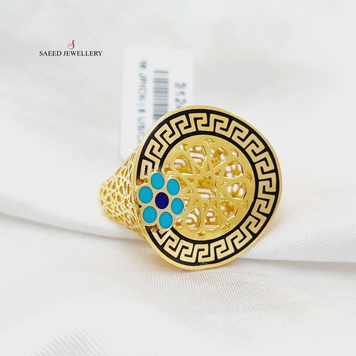 21K Gold Enameled Rounded Ring by Saeed Jewelry - Image 2