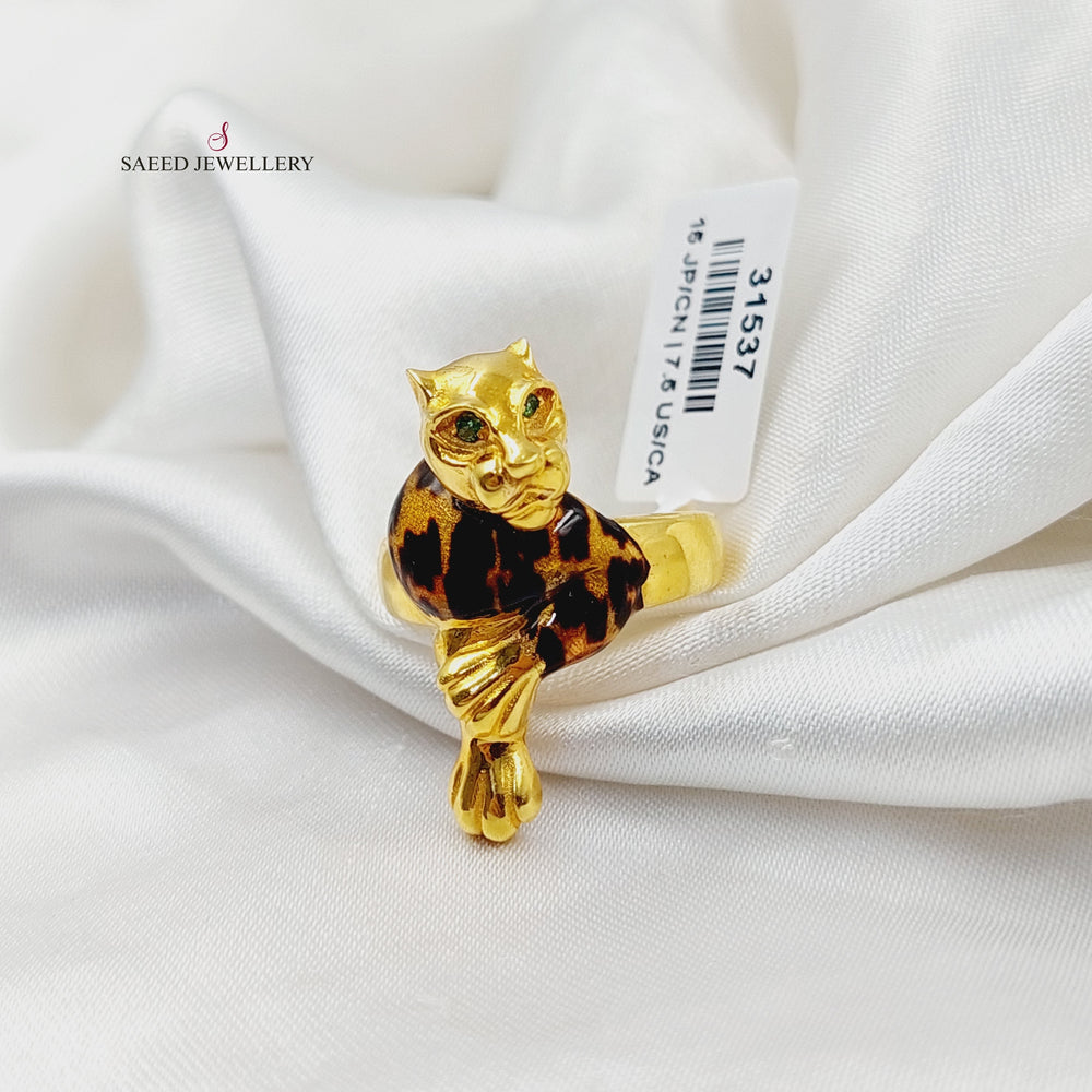 21K Gold Enameled Tiger Ring by Saeed Jewelry - Image 2