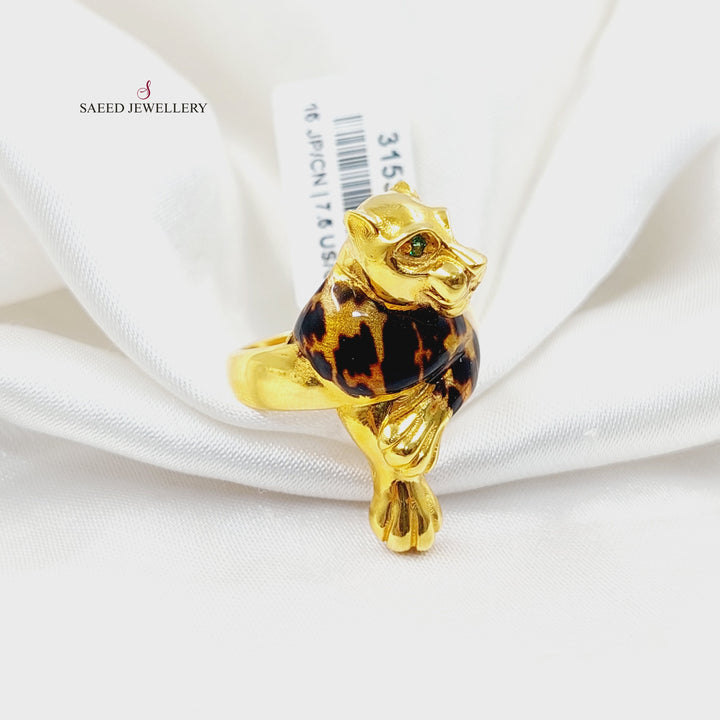 21K Gold Enameled Tiger Ring by Saeed Jewelry - Image 1