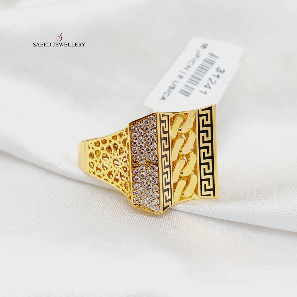 21K Gold Enameled & Zircon Studded Deluxe Ring by Saeed Jewelry - Image 2