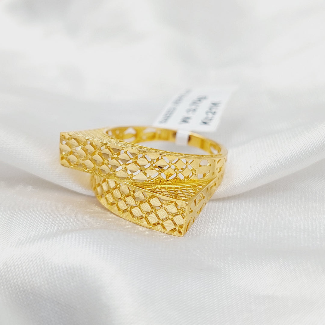 21K Gold Engraved Pyramid Ring by Saeed Jewelry - Image 3