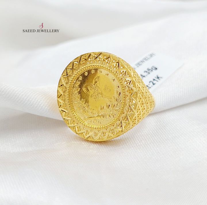 21K Gold Engraved Rashadi Ring by Saeed Jewelry - Image 1