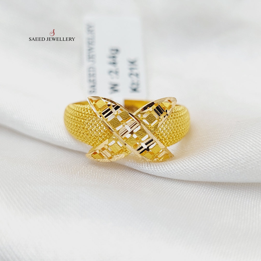 21K Gold Engraved Ring by Saeed Jewelry - Image 1