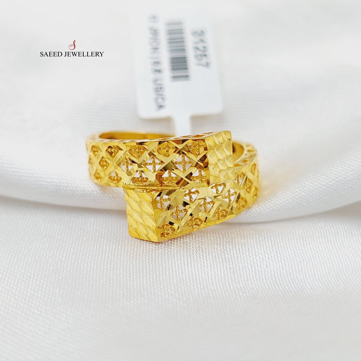 21K Gold Engraved Ring by Saeed Jewelry - Image 1