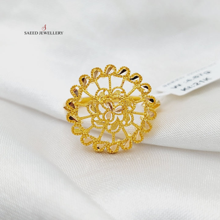 21K Gold Engraved Rose Ring by Saeed Jewelry - Image 2