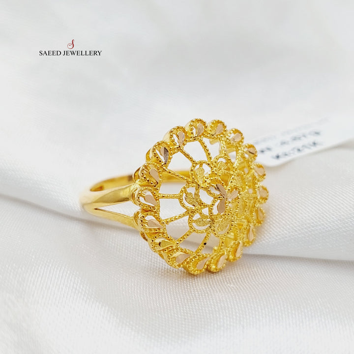 21K Gold Engraved Rose Ring by Saeed Jewelry - Image 1