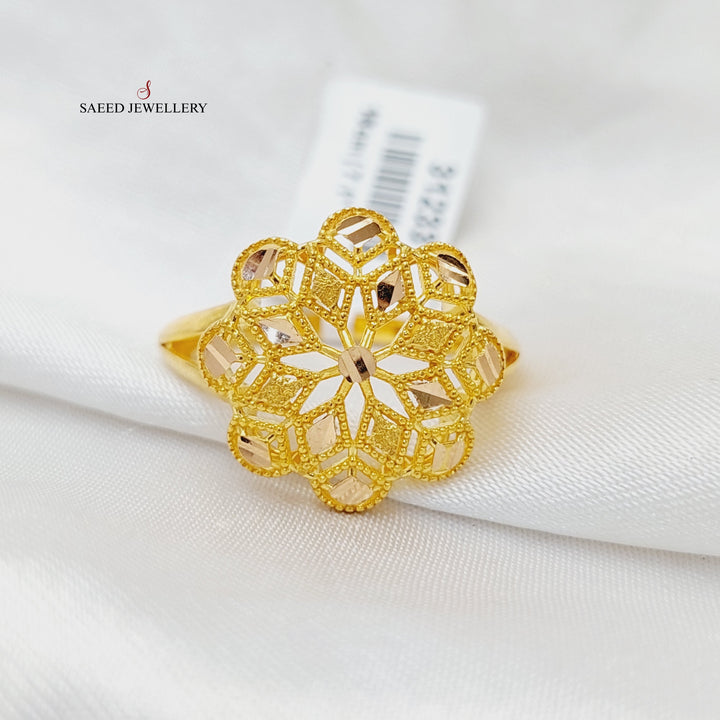 21K Gold Engraved Rose Ring by Saeed Jewelry - Image 1