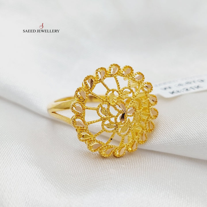 21K Gold Engraved Rose Ring by Saeed Jewelry - Image 4