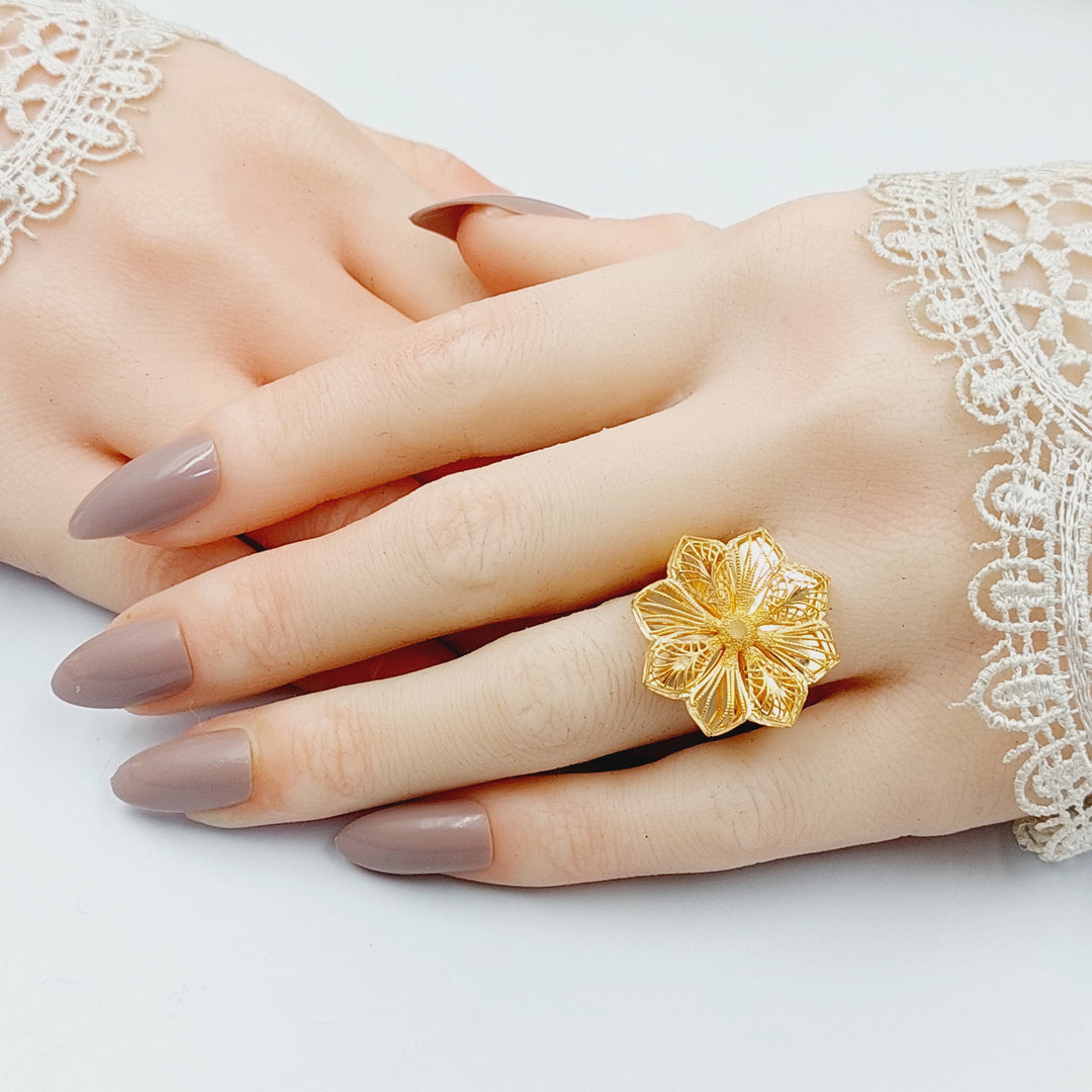 21K Gold Rose Kuwaiti Ring by Saeed Jewelry - Image 4