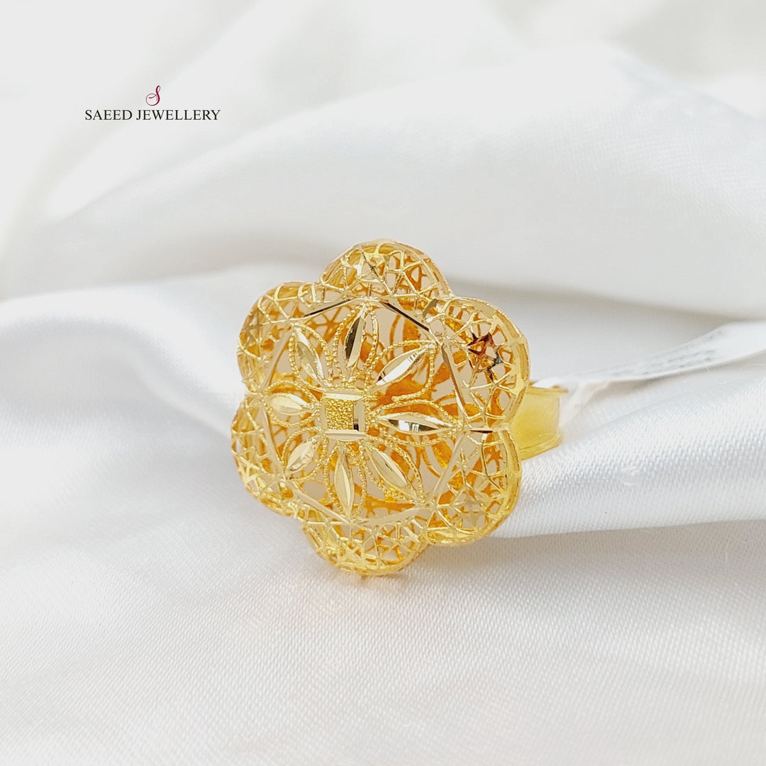 21K Gold Rose Kuwaiti Ring by Saeed Jewelry - Image 1