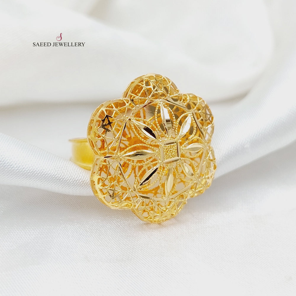 21K Gold Rose Kuwaiti Ring by Saeed Jewelry - Image 2