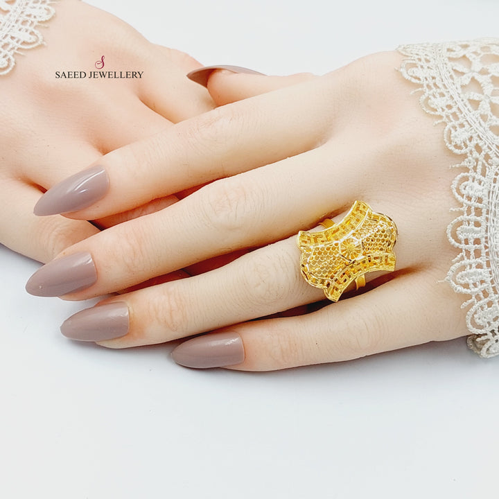 21K Gold Tie Kuwaiti Ring by Saeed Jewelry - Image 4