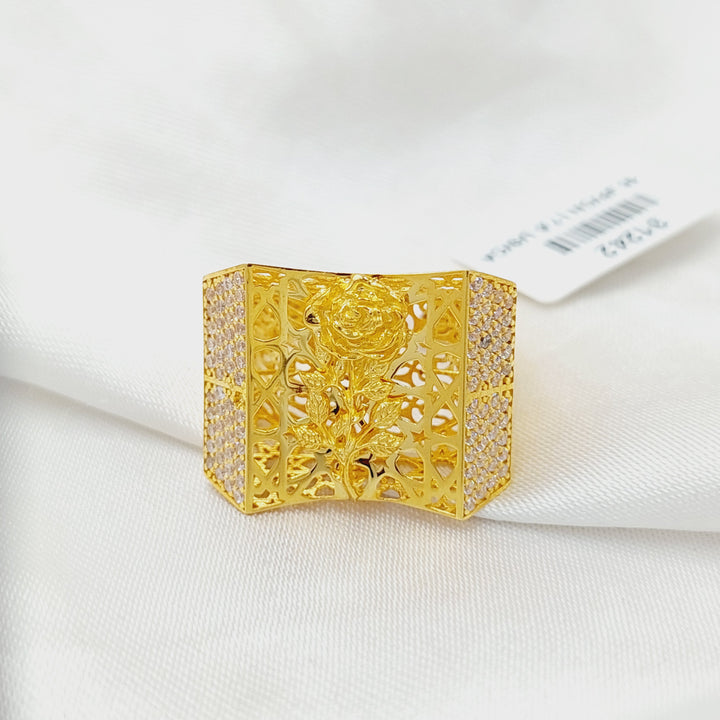 21K Gold Zircon Studded Deluxe Ring by Saeed Jewelry - Image 2