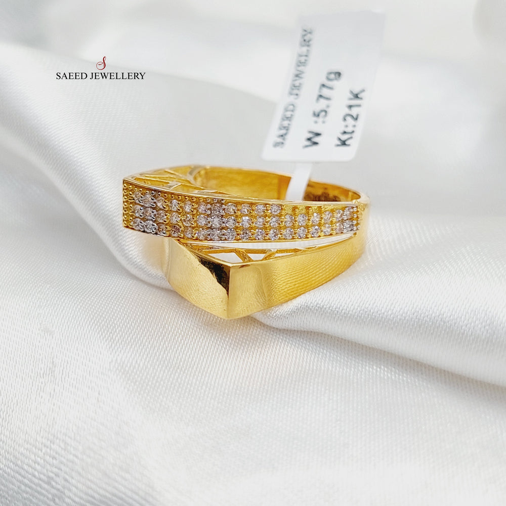 21K Gold Zircon Studded Deluxe Ring by Saeed Jewelry - Image 2