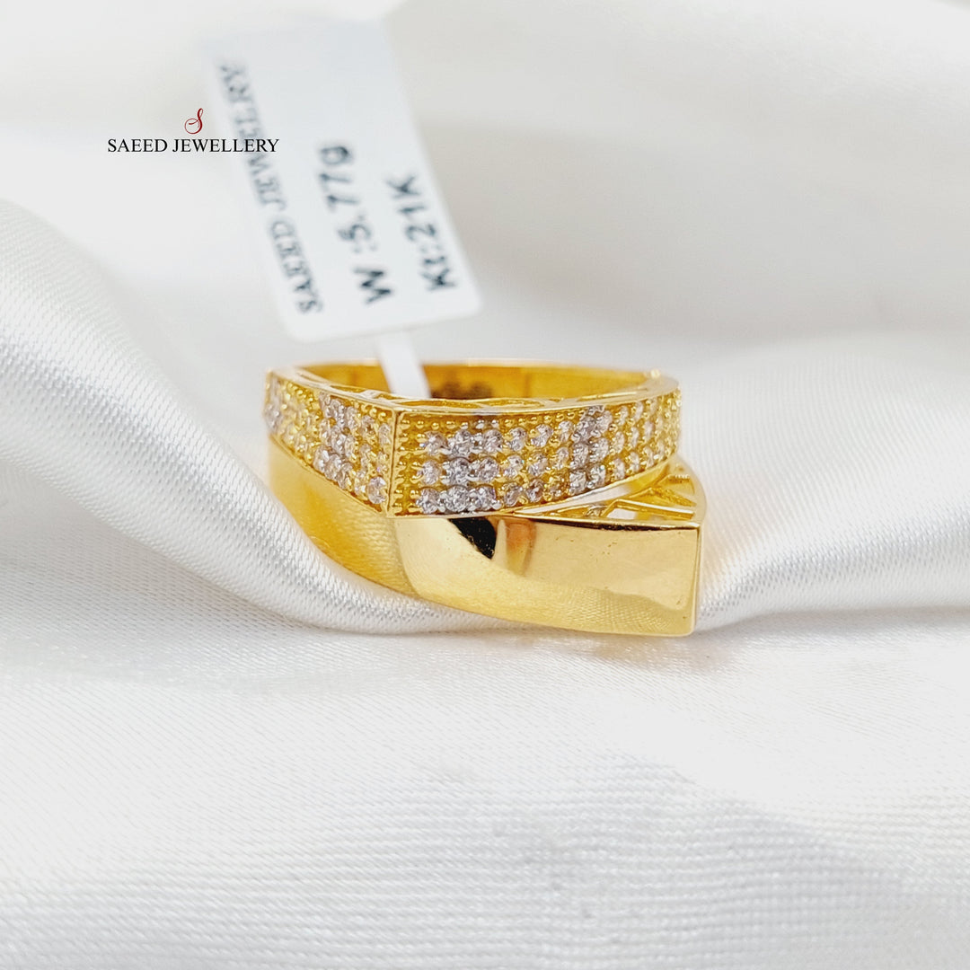 21K Gold Zircon Studded Deluxe Ring by Saeed Jewelry - Image 1