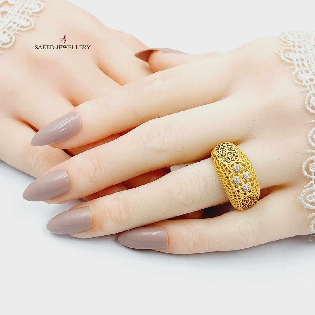 21K Gold Zircon Studded Islamic Ring by Saeed Jewelry - Image 4