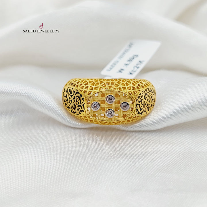 21K Gold Zircon Studded Islamic Ring by Saeed Jewelry - Image 3