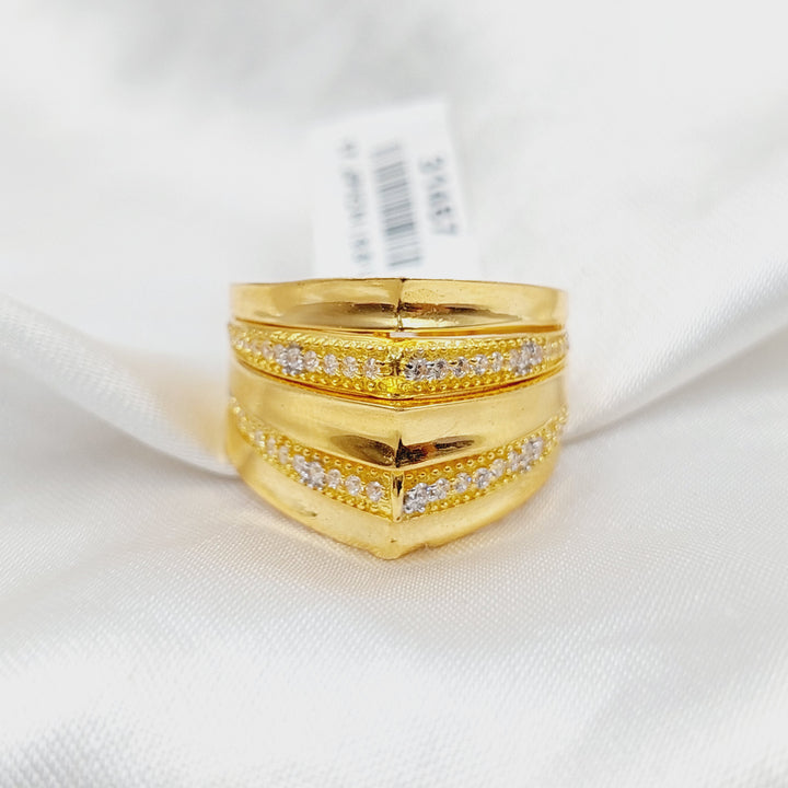 21K Gold Zircon Studded Pyramid Ring by Saeed Jewelry - Image 3