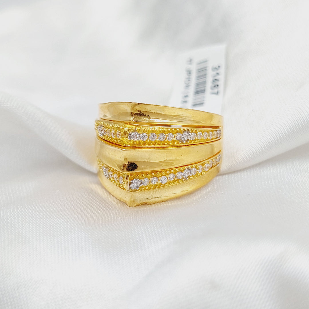 21K Gold Zircon Studded Pyramid Ring by Saeed Jewelry - Image 1