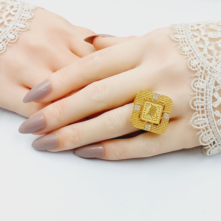 21K Gold Zircon Studded Rashadi Ring by Saeed Jewelry - Image 5