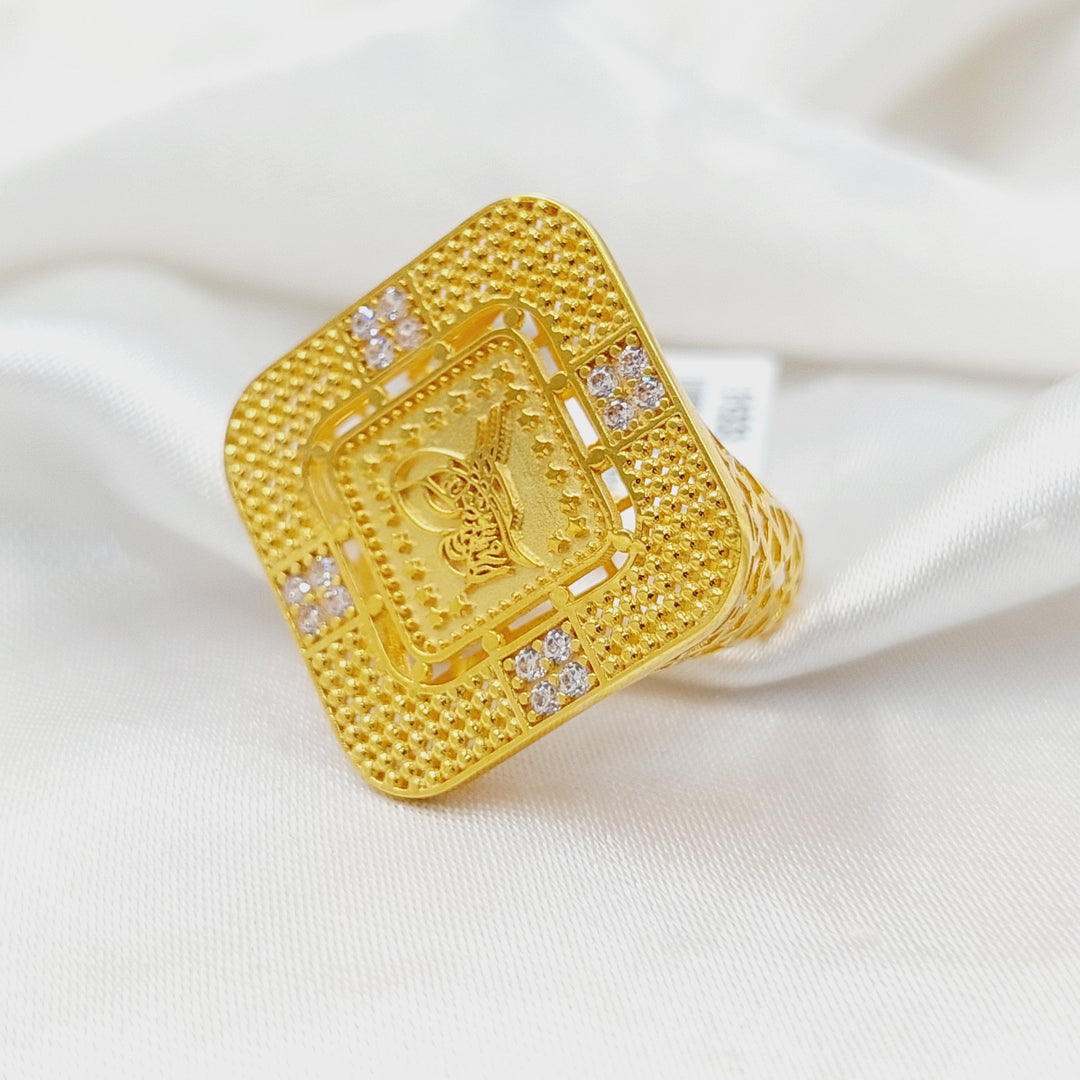 21K Gold Zircon Studded Rashadi Ring by Saeed Jewelry - Image 4