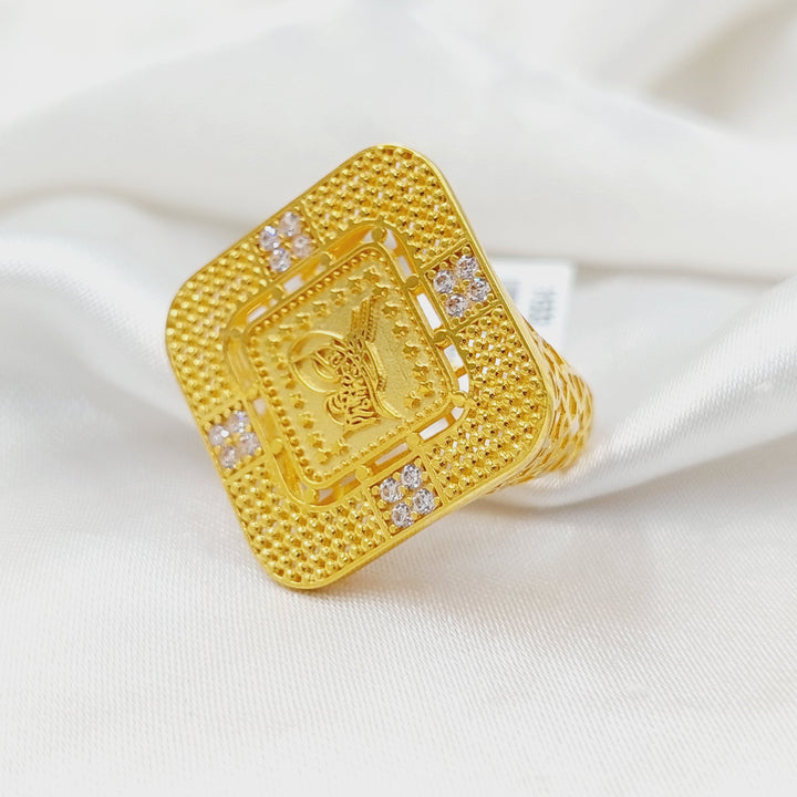 21K Gold Zircon Studded Rashadi Ring by Saeed Jewelry - Image 4