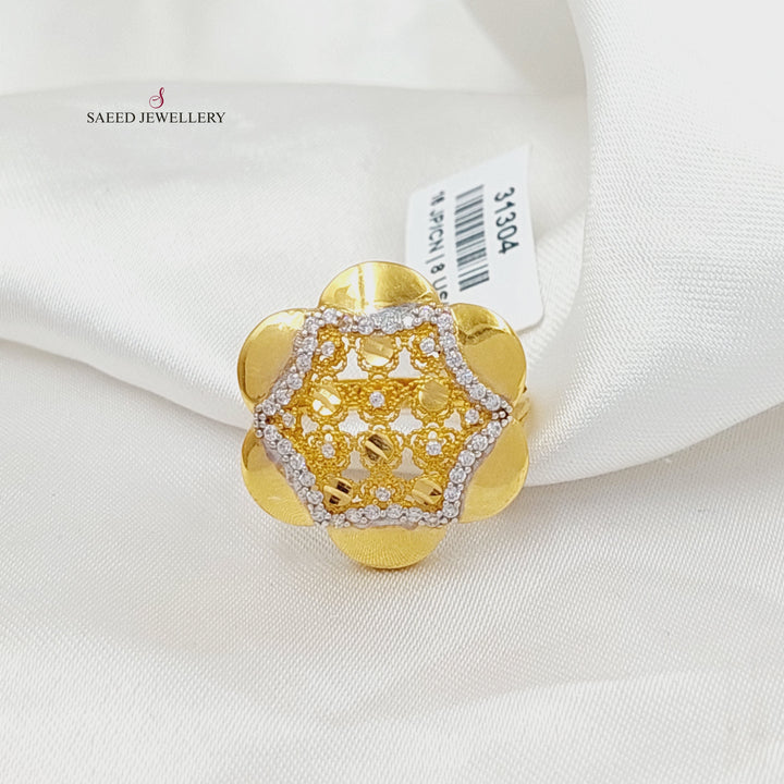 21K Gold Zircon Studded Rose Ring by Saeed Jewelry - Image 1