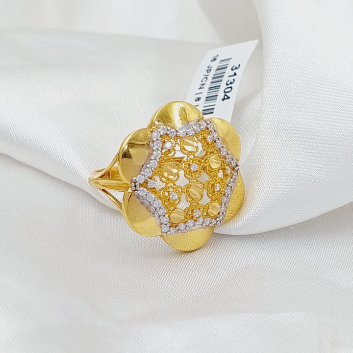 21K Gold Zircon Studded Rose Ring by Saeed Jewelry - Image 3