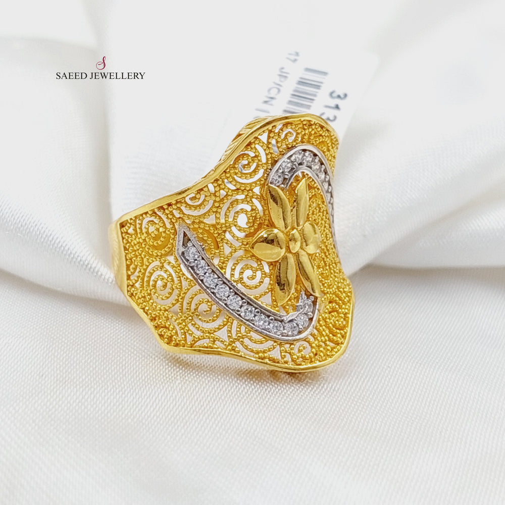 21K Gold Zircon Studded Tie Ring by Saeed Jewelry - Image 2