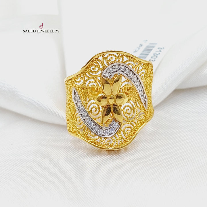 21K Gold Zircon Studded Tie Ring by Saeed Jewelry - Image 1