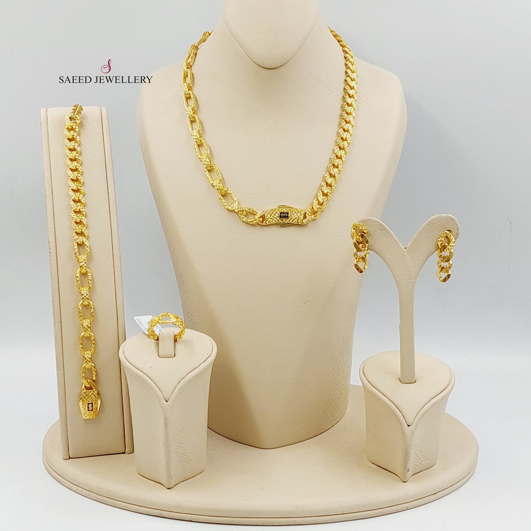 21K Gold Enameled Cuban Links Set by Saeed Jewelry - Image 1