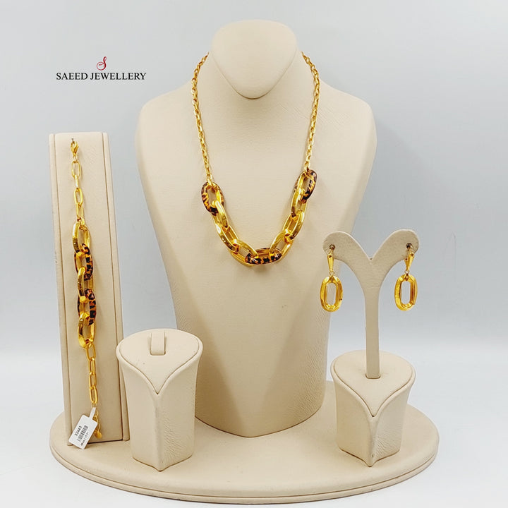 21K Gold Enameled Tiger Set by Saeed Jewelry - Image 1