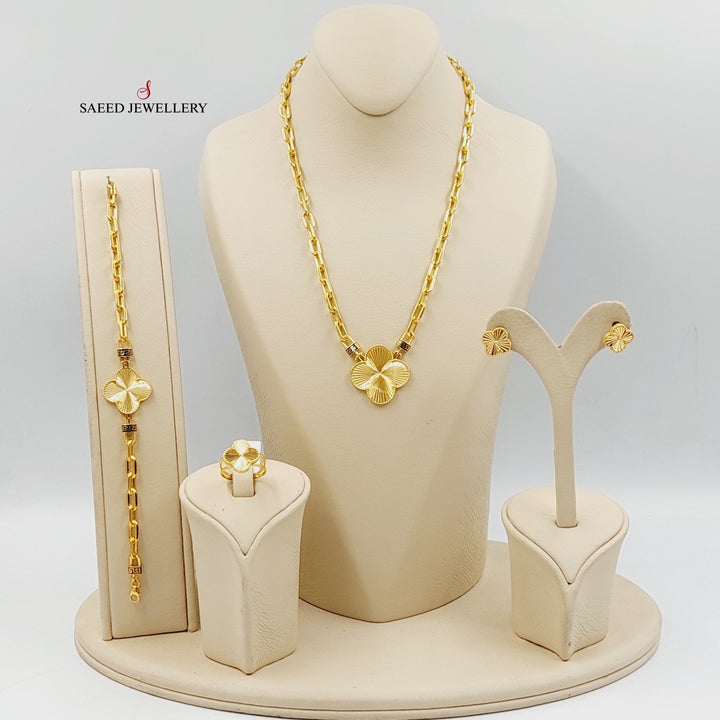 21K Gold Paperclip Clover Set by Saeed Jewelry - Image 1