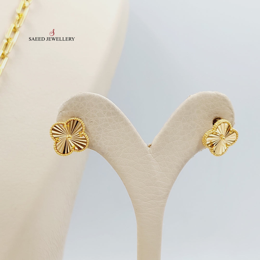 21K Gold Paperclip Clover Set by Saeed Jewelry - Image 2