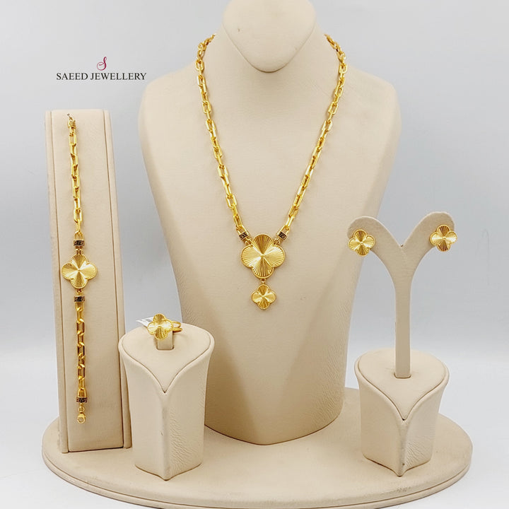 21K Gold Paperclip Clover Set by Saeed Jewelry - Image 1