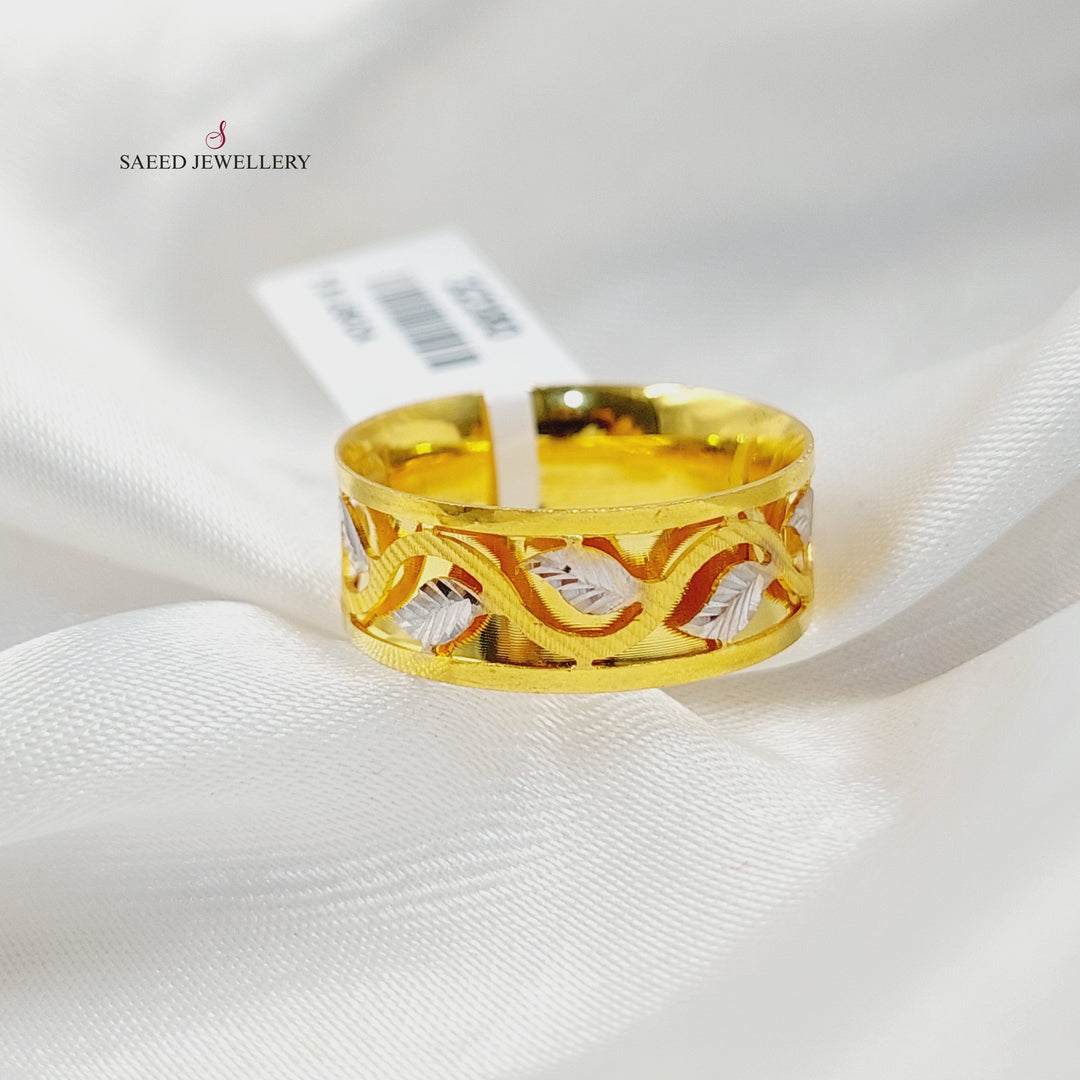 21K Gold Deluxe Leaf Wedding Ring by Saeed Jewelry - Image 4