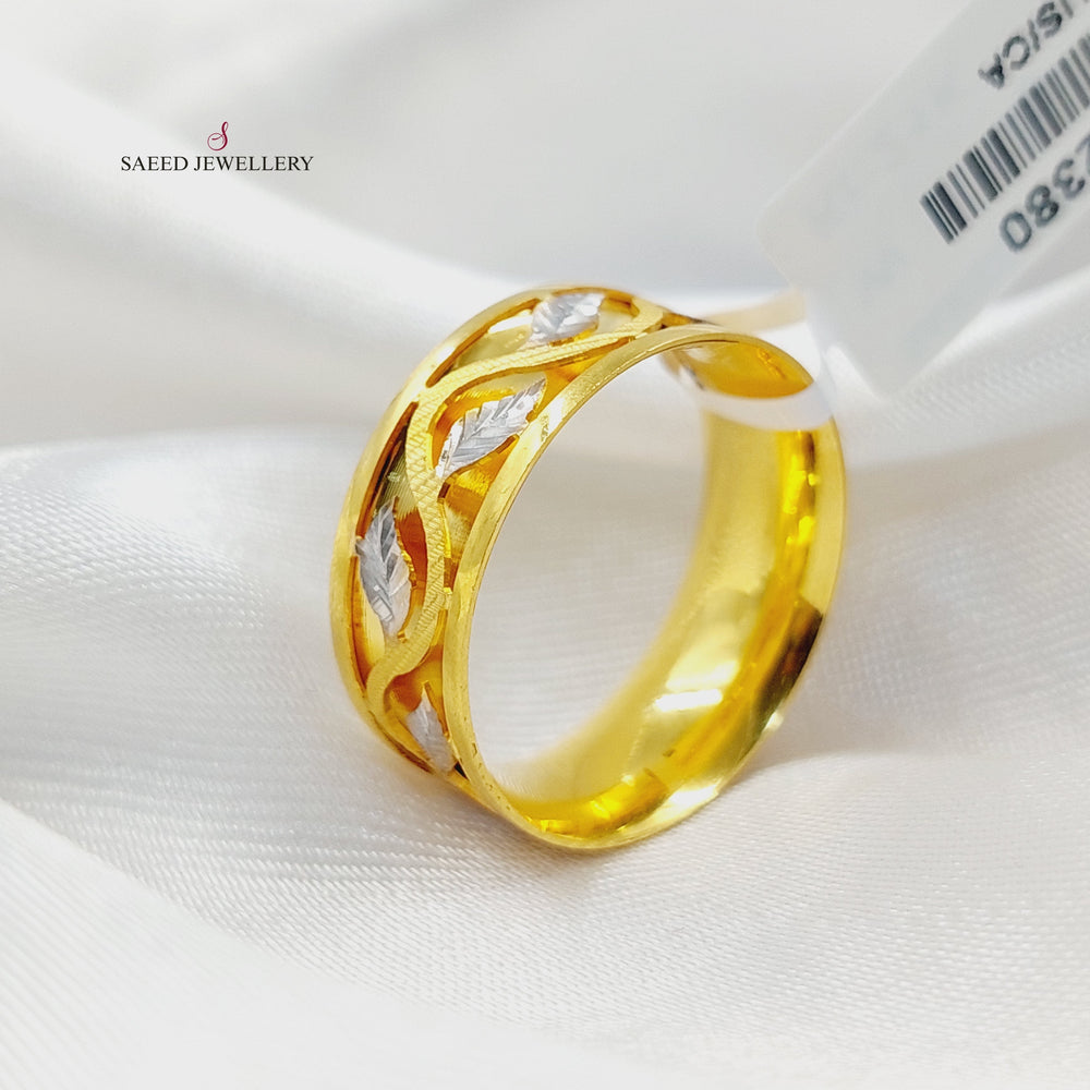 21K Gold Deluxe Leaf Wedding Ring by Saeed Jewelry - Image 2